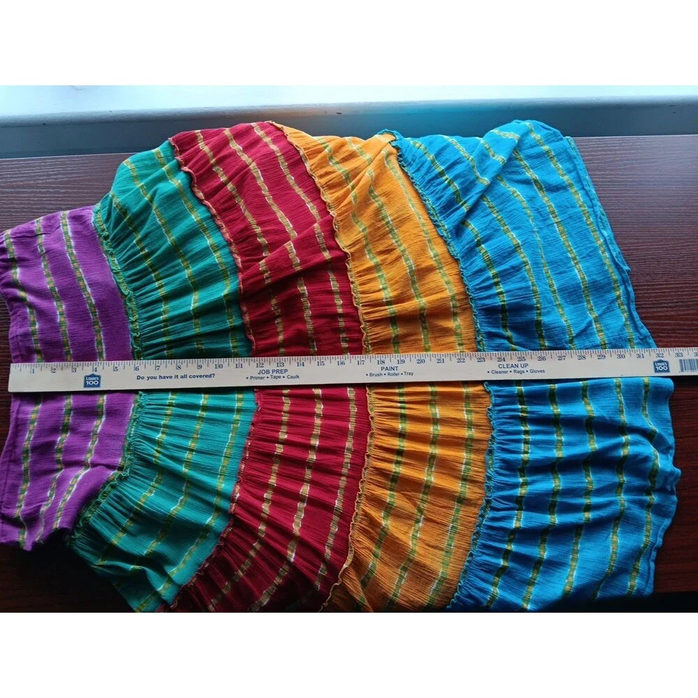 Ralph Lauren Multicolor Tiered Boho Maxi Skirt Petite Medium 100% Cotton EUC - Picture 6 of 6